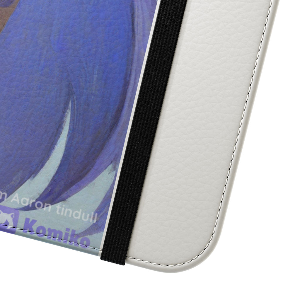 Anime Bunny Girl Flip Case - Purple Long-Haired Character Phone Wallet