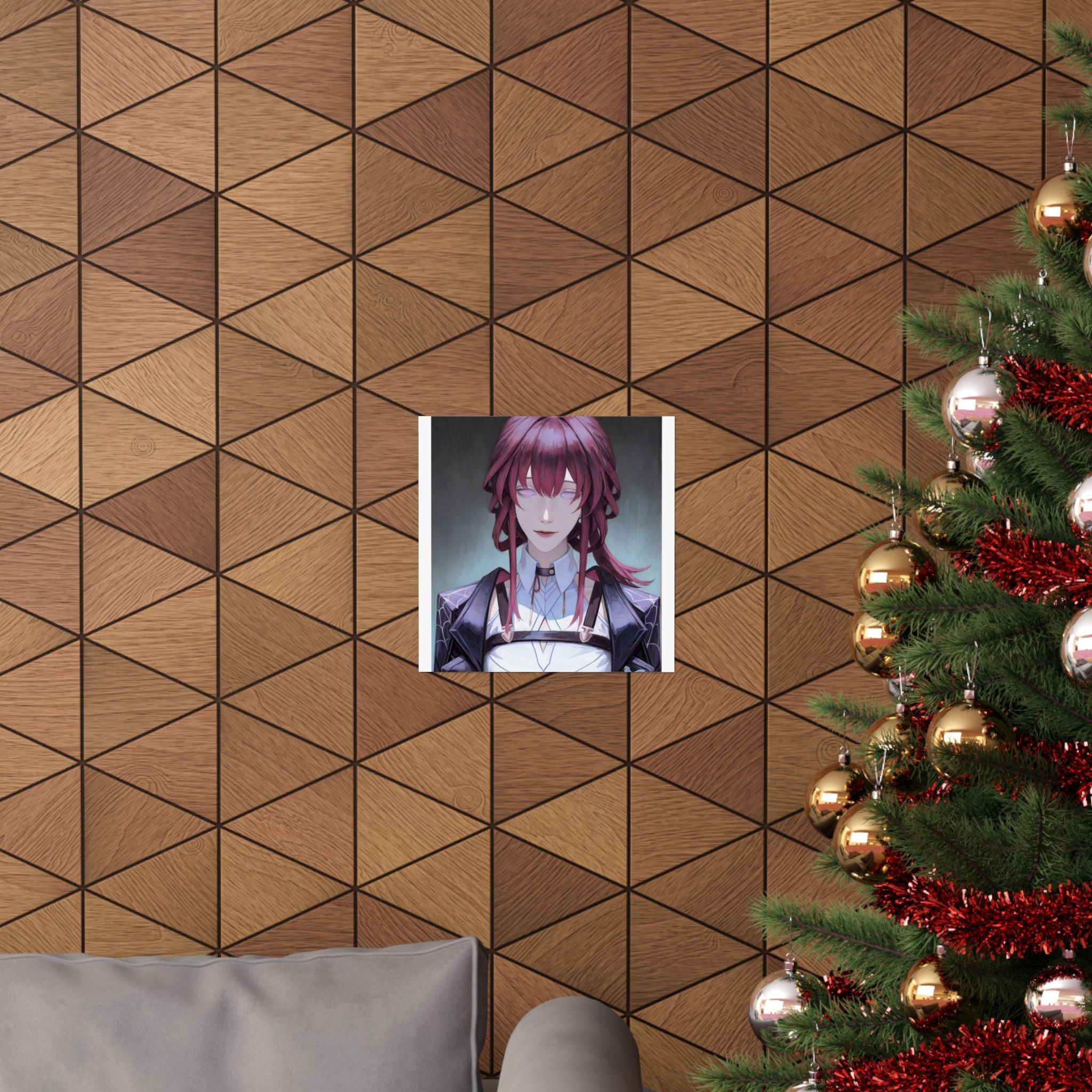 Anime Portrait Poster — Moody Red‑Haired Character Matte Vertical Art Print