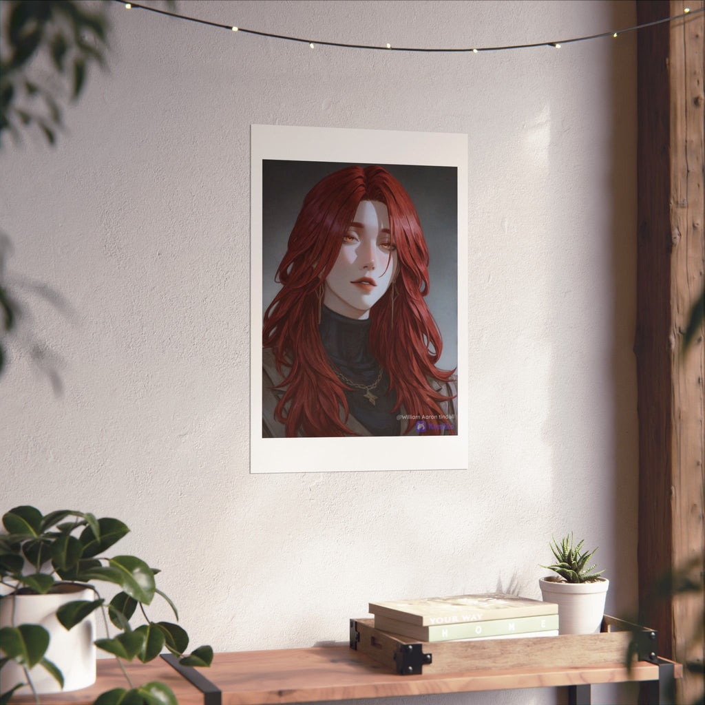Red-Haired Muse Matte Vertical Poster — Moody Portrait Art Print