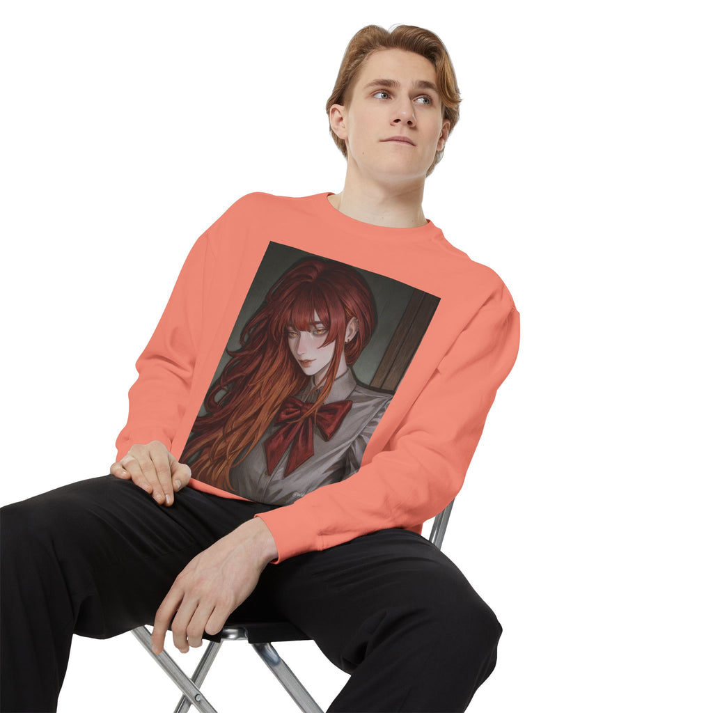 Anime Red-Headed Girl Sweatshirt — Gothic Schoolgirl Art Pullover