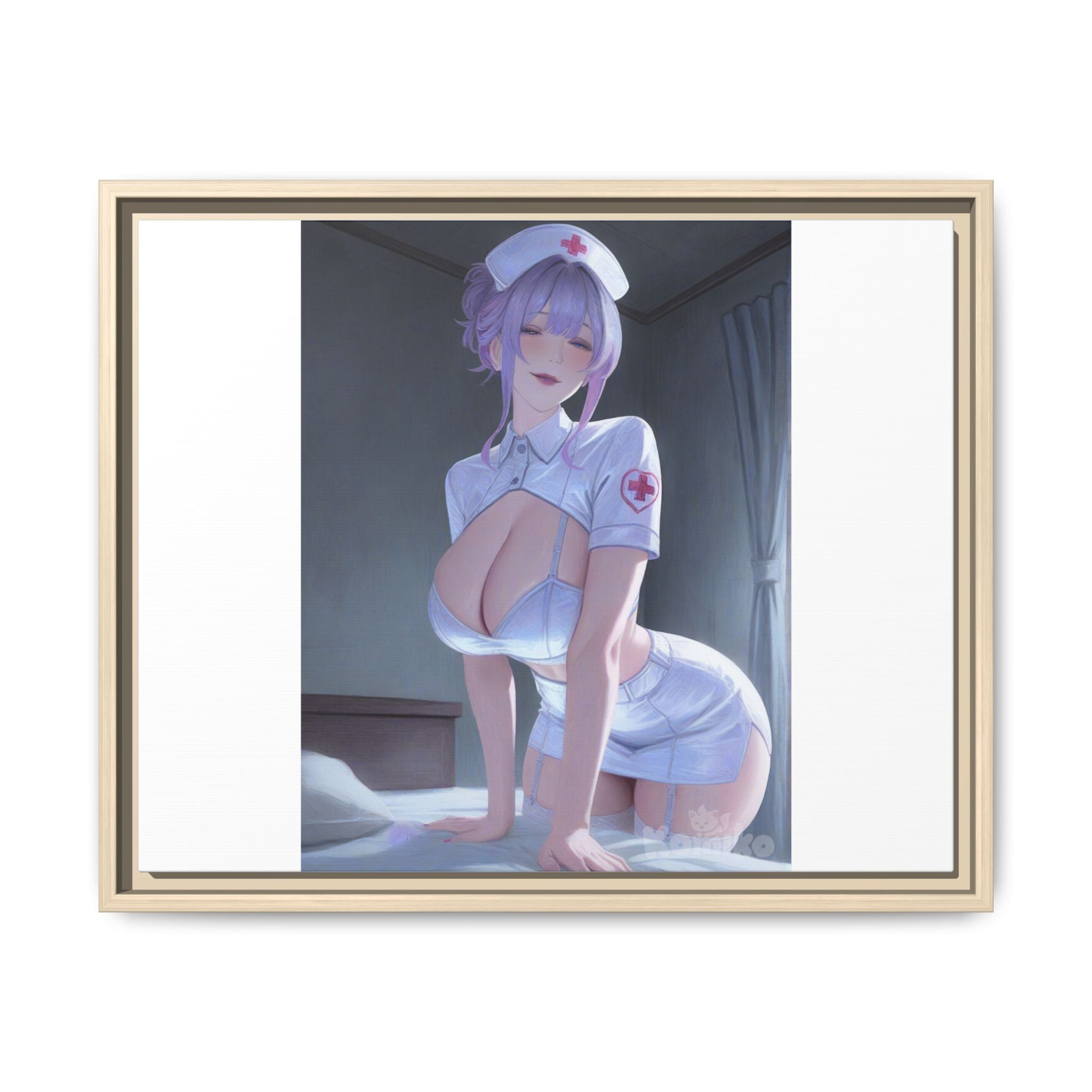 Sexy Anime Nurse Matte Canvas Print (Framed)