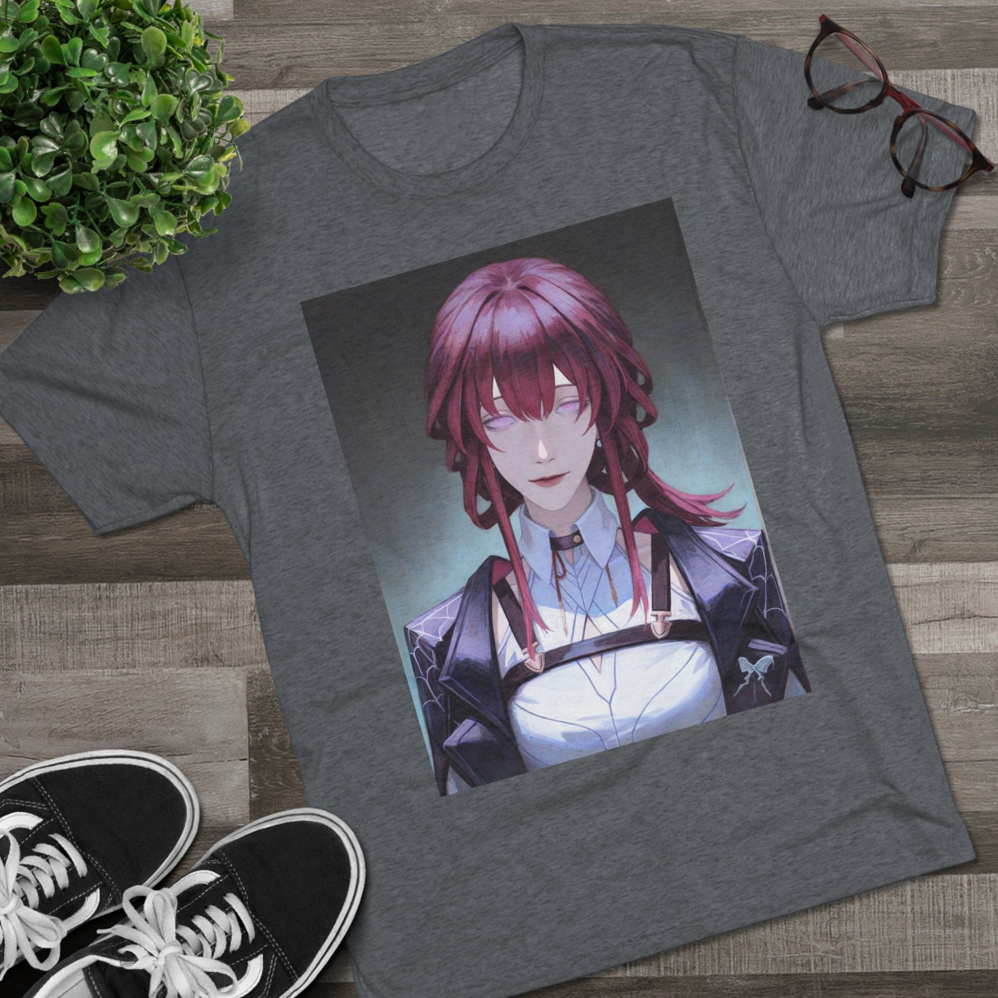 Anime Gothic Maid Portrait Tee — Red-Haired Mystique Crew Shirt
