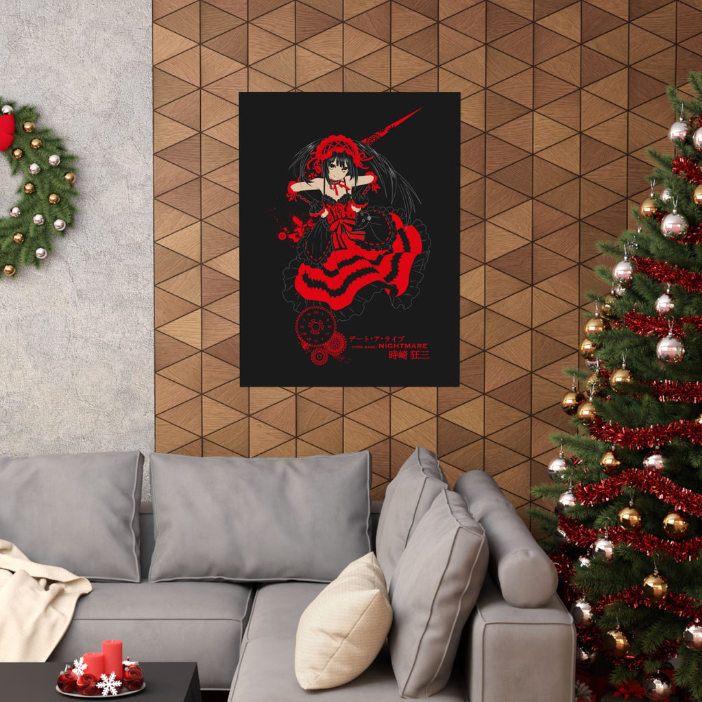 Anime Gothic Poster — Red & Black Kurumi Nightcore Matte Vertical Print