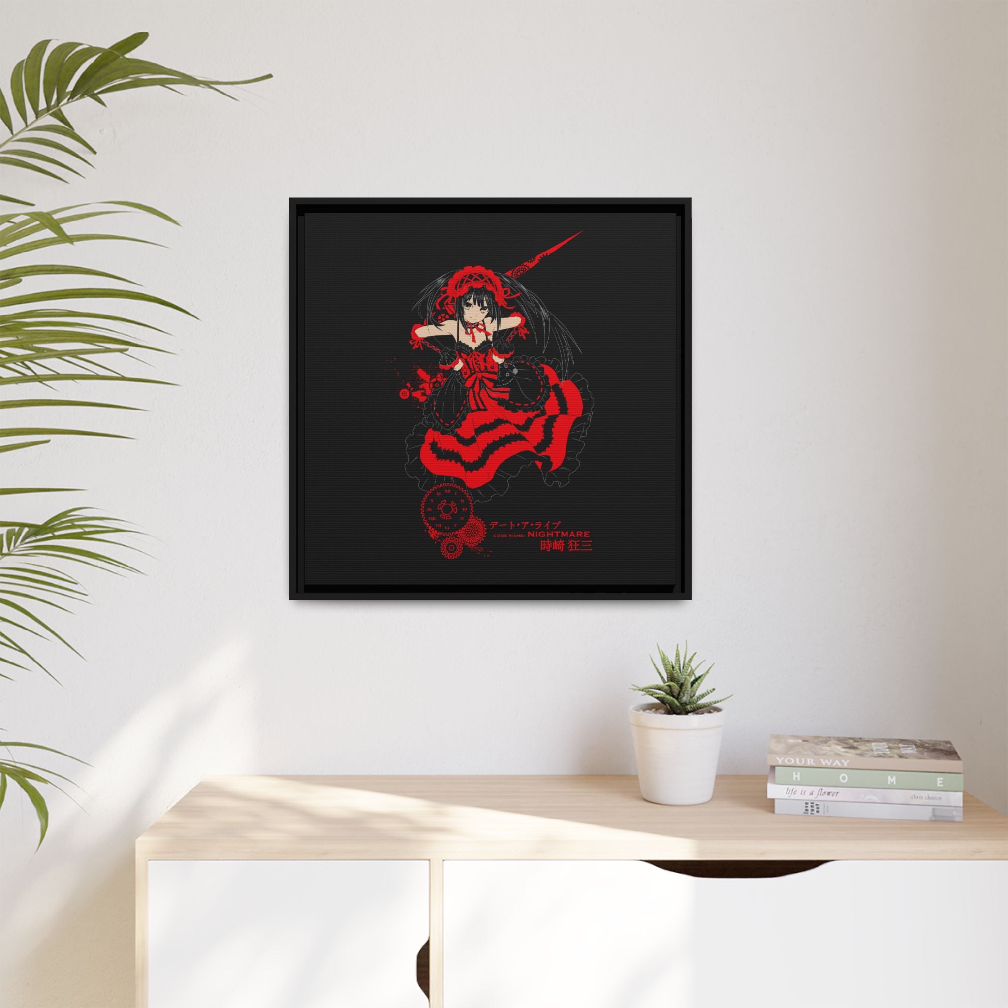 Anime Warrior Red Black Matte Canvas Print — Framed Wall Art