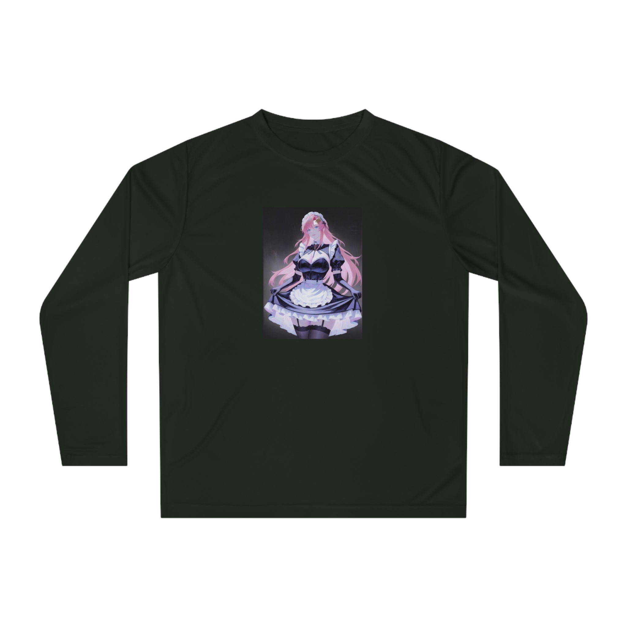 Anime Maid Long Sleeve Shirt – Pink-Haired Fantasy Maid Illustration