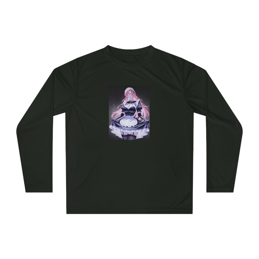 Anime Maid Art Long Sleeve Shirt — Pink-haired Fantasy Maid Graphic