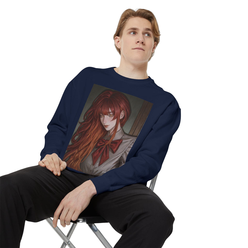 Anime Red-Headed Girl Sweatshirt — Gothic Schoolgirl Art Pullover