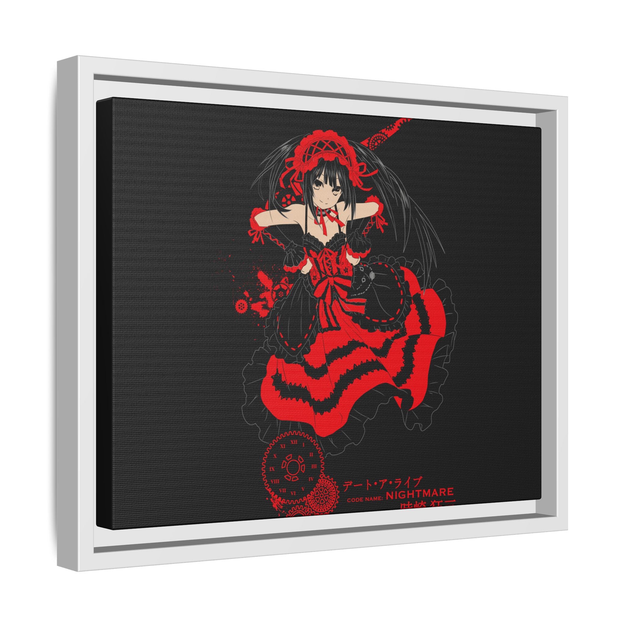 Anime Warrior Red Black Matte Canvas Print — Framed Wall Art