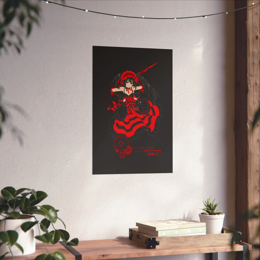 Anime Gothic Poster — Red & Black Kurumi Nightcore Matte Vertical Print