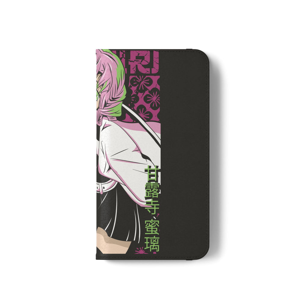 Anime Girl Flip Phone Case — Pink Demon Slayer Style Wallet Cover