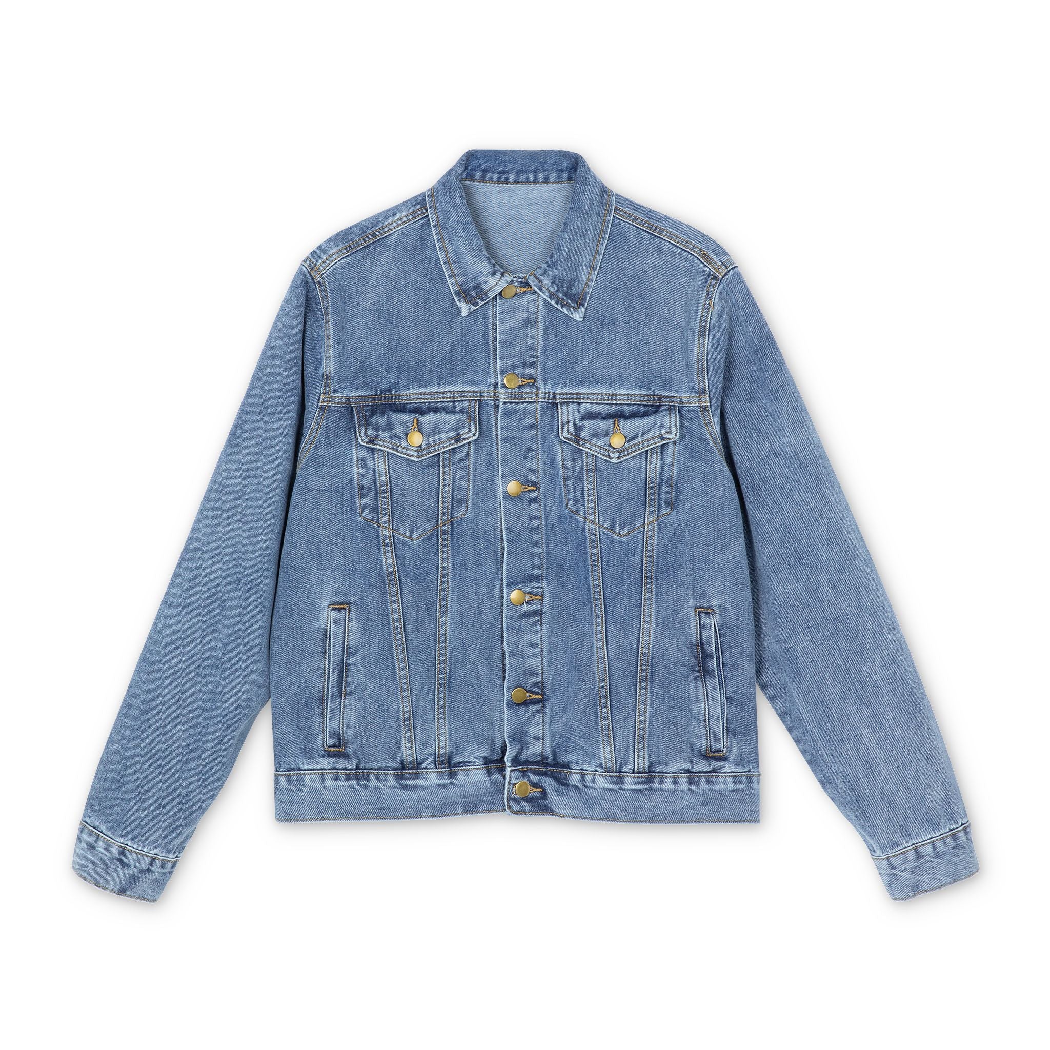 Denim Jacket with Anime Bunny Girl Back Print — Men's Casual Streetwear