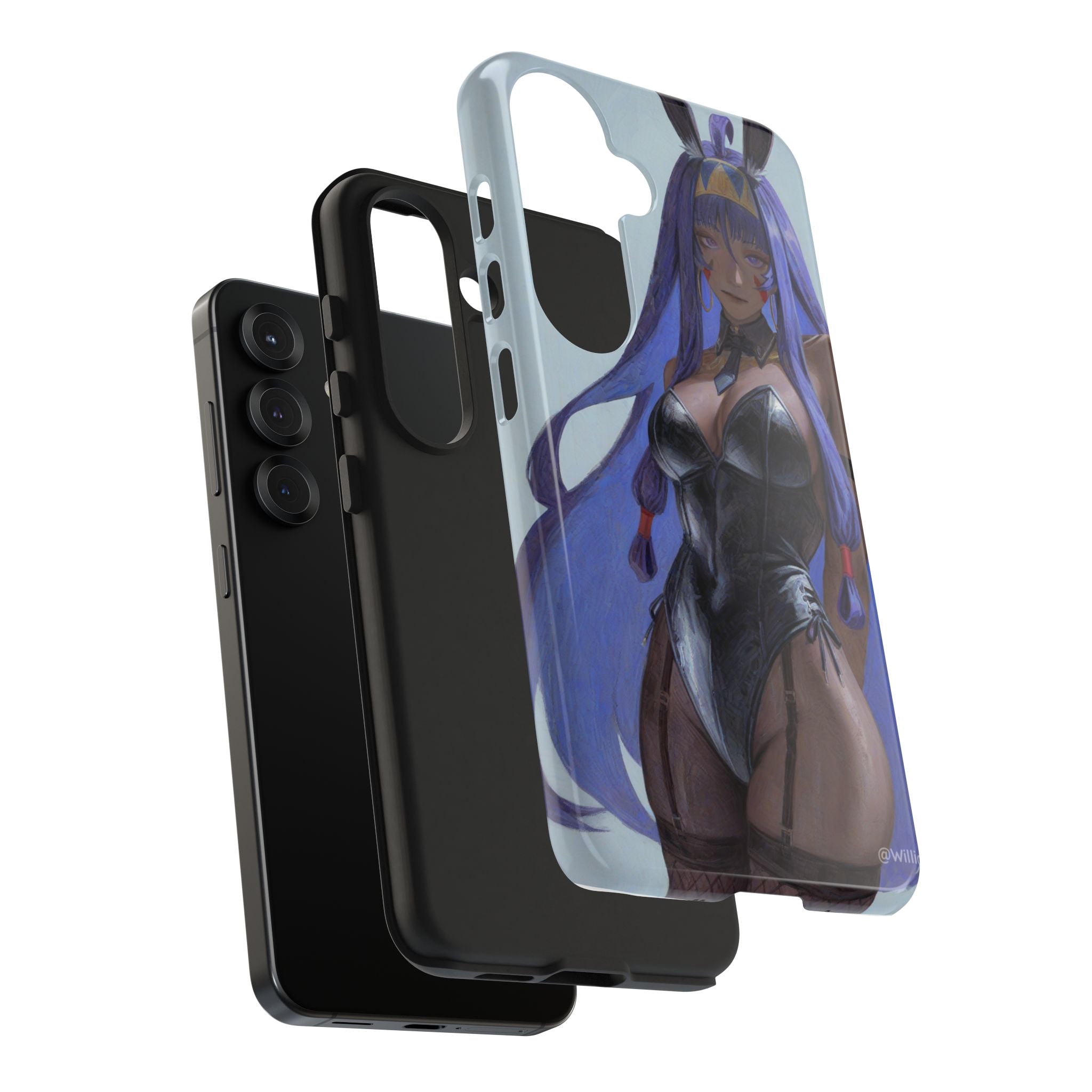 Bunny Girl Tough Phone Case — Anime Purple-Haired Character Protective Cover
