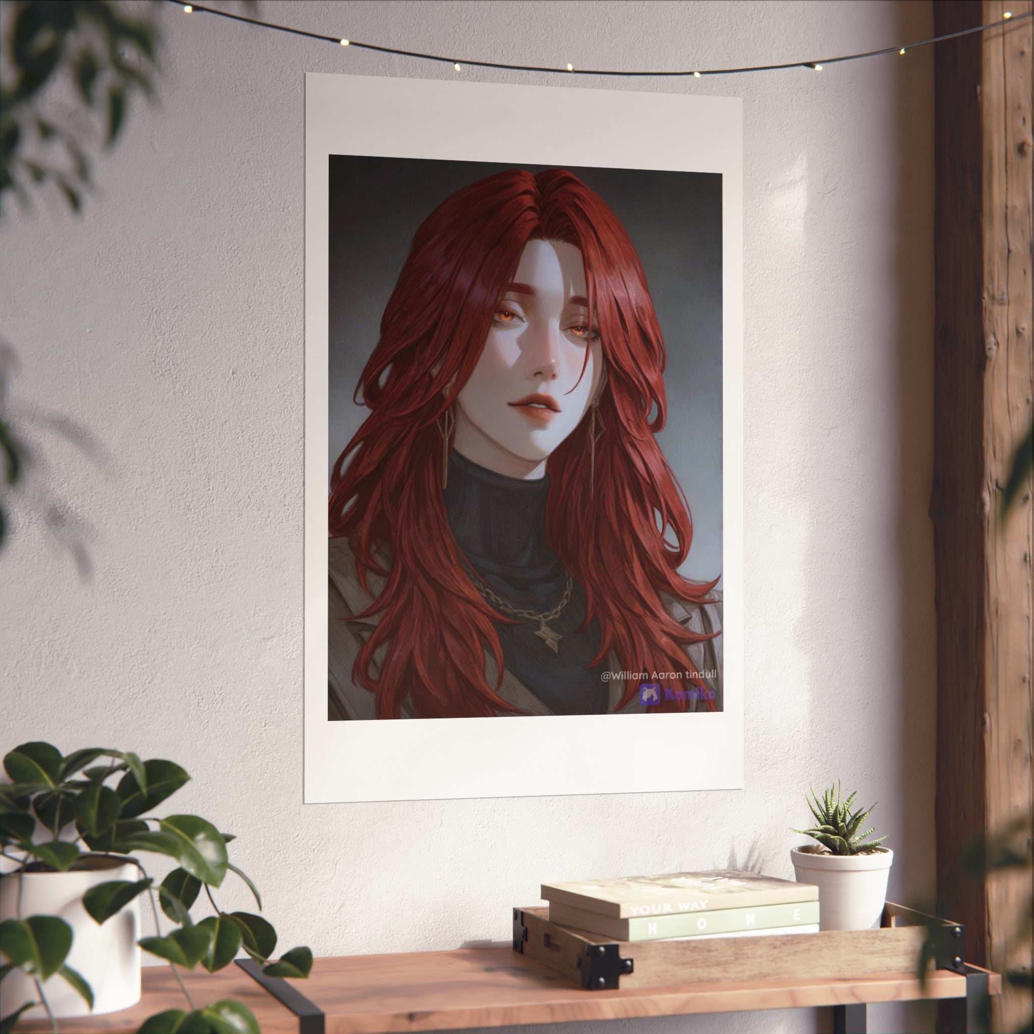 Fine Art Poster — Red-Haired Gothic Portrait, Moody Decorative Wall Art